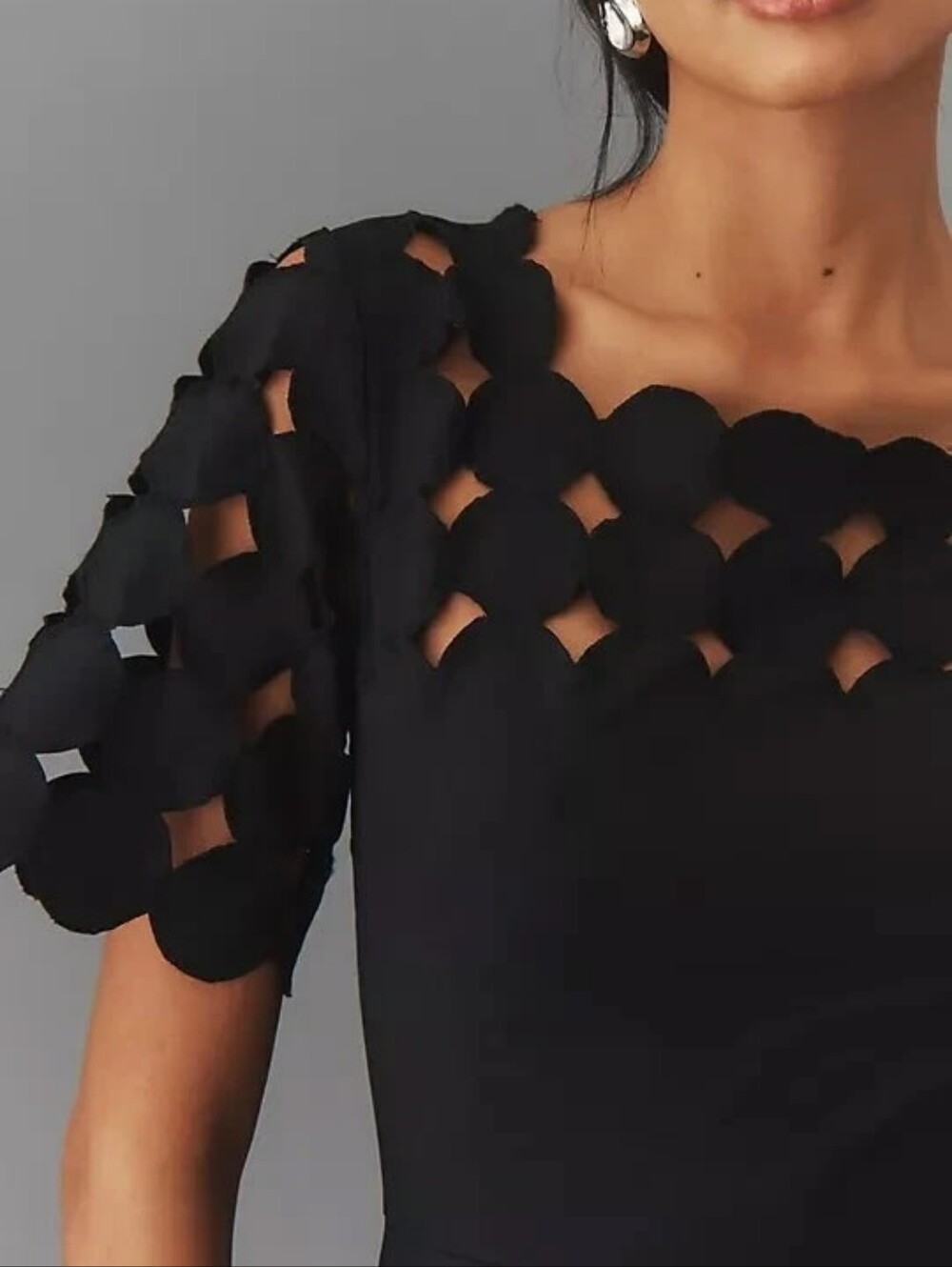 Anthropologie Cutwork Mini Shift Dress. Black - MSRP $178 - Picture 4 of 5